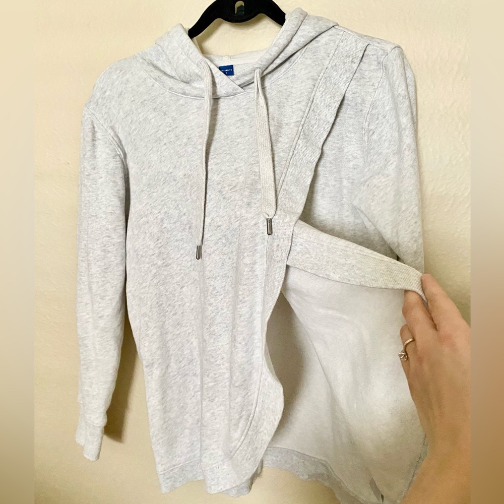 Old Navy Maternity Cross-Front Nursing Pullover Hoodie Light Heather Gray